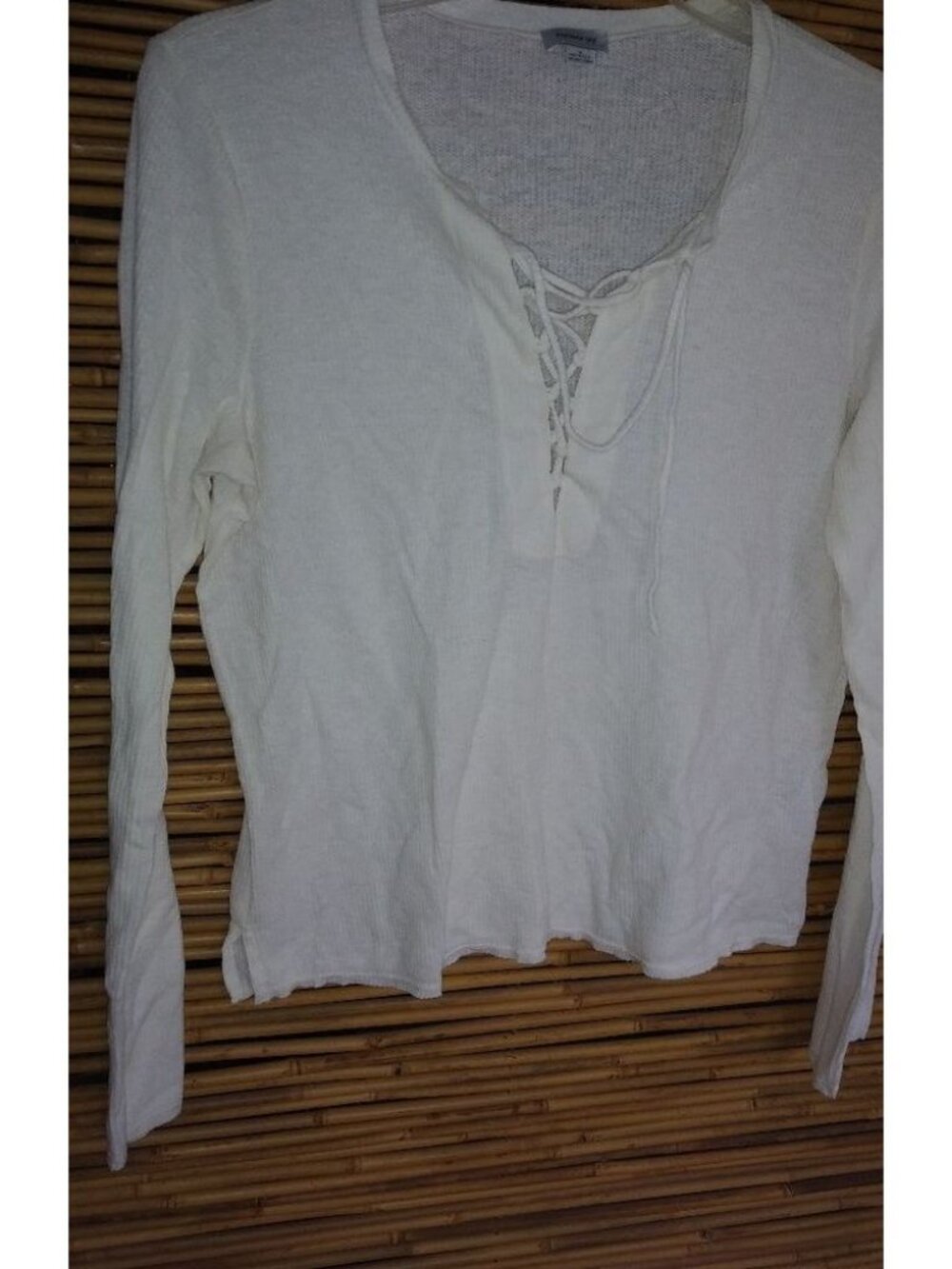Chelsea Sky Creme Lace Up Front Top XL Plus